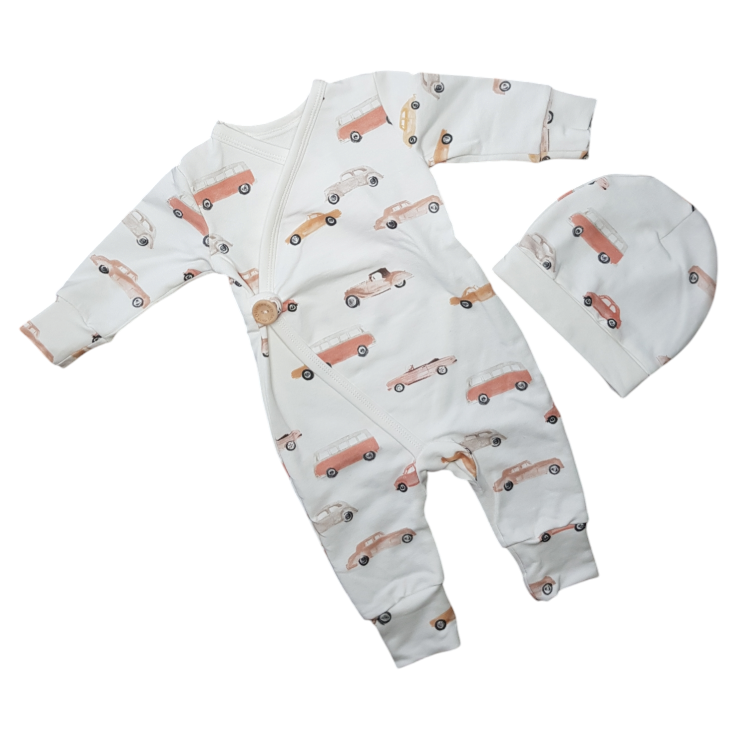 Boxpakje met muts oldtimers crème