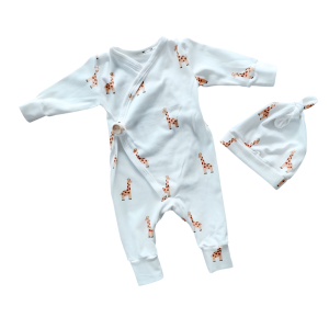 Boxpakje met muts giraffe geel maat 50